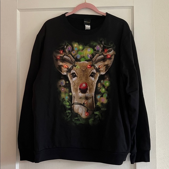 Fifth Sun Black 2XL Sweatshirt With Christmas light - Picture 1 of 10
